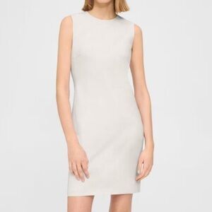 Theory Sleeveless Fitted Dress in Good Wool Traceable Wool Bone Dove Gray Size 2